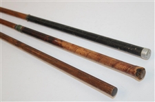 Three (3) Woodshaft Irons Macgregor Mashie, Alex Macdonald Mashie, Thistle Brand Mashie
