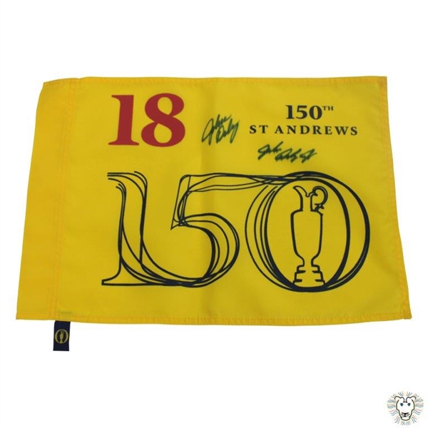 John Daly & John Daly Jr Signed 2022 OPEN Championship at St Andrews Yellow Flag JSA ALOA