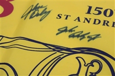 John Daly & John Daly Jr Signed 2022 OPEN Championship at St Andrews Yellow Flag JSA ALOA