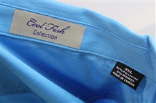 John Daly Signed Sky Blue Cool Fish Collared Shirt with Sponsors JSA ALOA