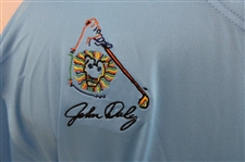 John Daly Signed Sky Blue Cool Fish Collared Shirt with Sponsors JSA ALOA