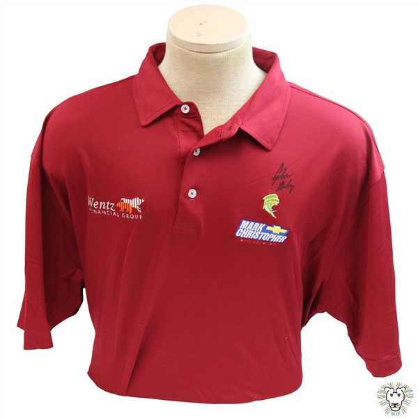 John Daly Signed Dark Red Cool Fish Collared Shirt with Sponsors JSA ALOA