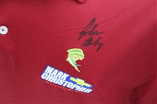 John Daly Signed Dark Red Cool Fish Collared Shirt with Sponsors JSA ALOA