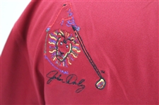 John Daly Signed Dark Red Cool Fish Collared Shirt with Sponsors JSA ALOA