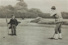1899 Fine Art Society London John Charles Dollman Black And White Photogravure 'The End Of Golf'