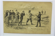 1885 R. M. Illustration 'Play For The Bunker Sir, Play For The Bunker!' - Framed