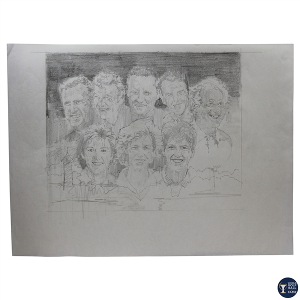 Original World Golf Hall Of Fame Pencil Sketch