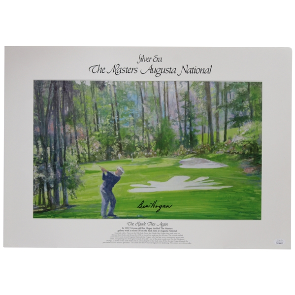 Ben Hogan Signed 1967 Masters The Hawk Flies Again Poster Print JSA #AY50965