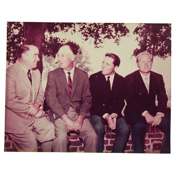 Grand Slam Winners Nicklaus, Player, Hogan & Sarazen Photo Sitting On A Brick Wall
