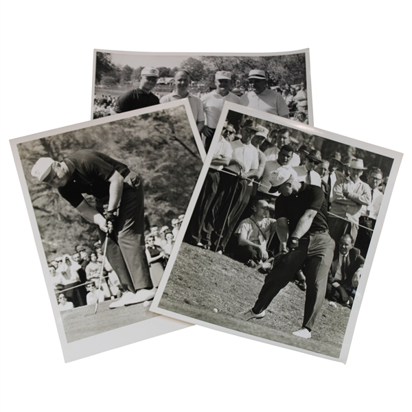 Three (3) Jack Nicklaus 8x10 Photos - Putting, Mid Swing and on Tee with others