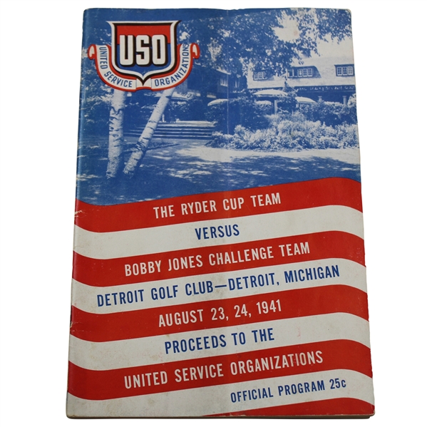 1941 The Ryder Cup Team vs. Bobby Jones Challenge Team at Detroit GC Official Program - Rare