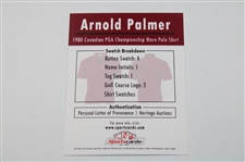 1980 Arnold Palmer Canadian Open Game Used Shirt Card