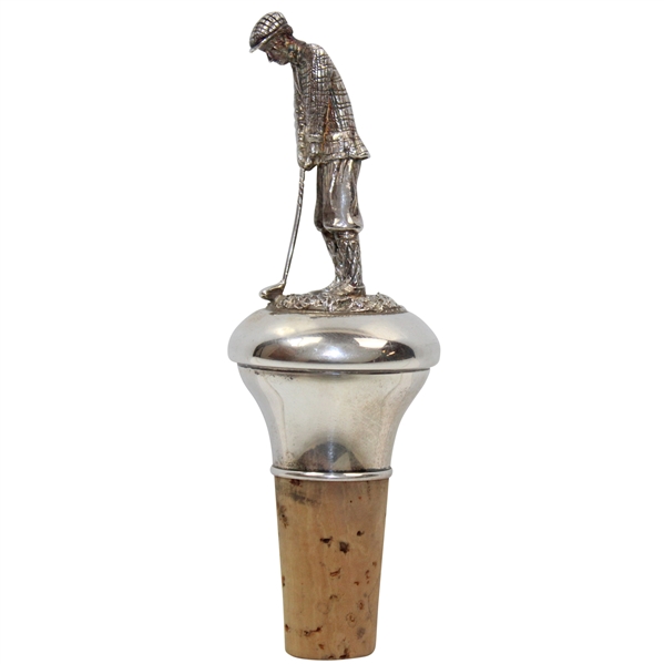 Sterling Silver Wine Bottle Cork Stopper w/ A.J. Poole England Hallmark