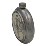 Harrads English Pewter Golf Scene Flask