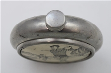 Harrads English Pewter Golf Scene Flask