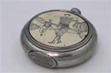 Harrads English Pewter Golf Scene Flask
