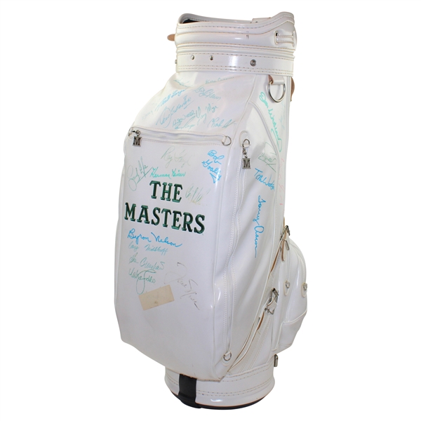 Woods, Hogan, Palmer, Nicklaus, Seve & other Masters Champions Multi-Signed The Masters Golf Bag