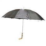 1950- 1960 Royal Golf Club - Black Umbrella, Walking Stick, And Silver Plated Putter 