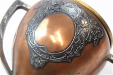 Vintage Silver Overlay on Copper Dual Handle Trophy Cup