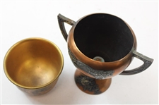 Vintage Silver Overlay on Copper Dual Handle Trophy Cup
