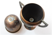 Vintage Silver Overlay on Copper Dual Handle Trophy Cup