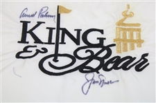 Arnold Palmer & Jack Nicklaus Dual Signed King & Bear Embroidered Flag JSA ALOA