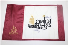 Arnold Palmer & Jack Nicklaus Dual Signed King & Bear Embroidered Flag JSA ALOA