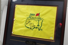 Palmer, Nicklaus & Player 'Big Three' Signed 2005 Masters Embroidered Flag - Framed JSA #Y03323