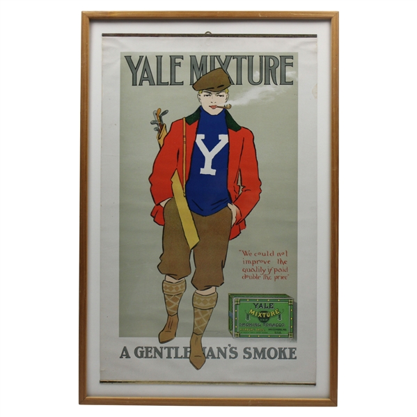 Vintage Yale Mixture A Gentlemans Smoke Golfer Smoking Ad Calendar - Framed