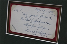 Walter Hagen Signed Cut w/Advertisement Display- Framed JSA ALOA