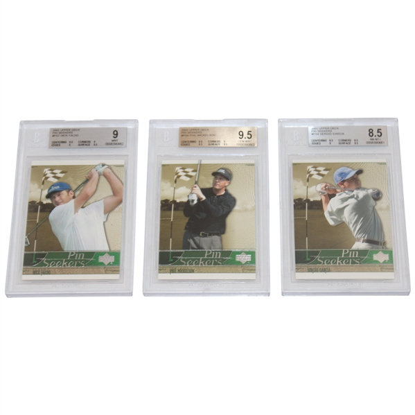 Three (3) 2002 Upper Deck Pin Seekers Golf Cards BVG