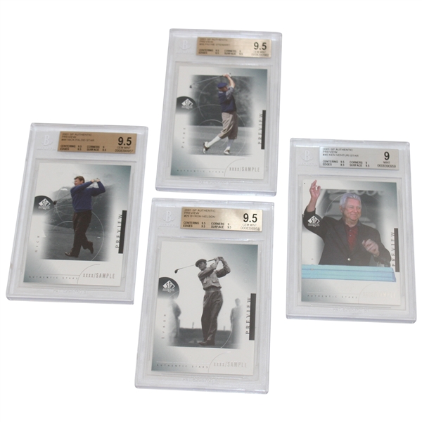Four (4) 2001 Sp Authentic Preview Golf Cards Beckett
