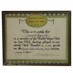Walter Hagen Signed Hole In One Club Certificate Dated July 9 1954 JSA ALOA