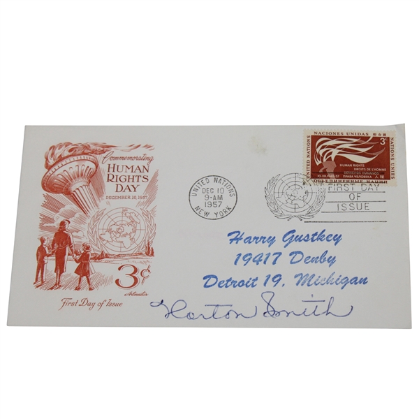 Horton Smith Signed 1957 Human Rights Day First Day Of Issue JSA ALOA