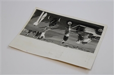 1958 World Amateur Championship Wire Photo of Bobby Jones Riding In His Electric Wheelchair Watching Player Tee Off