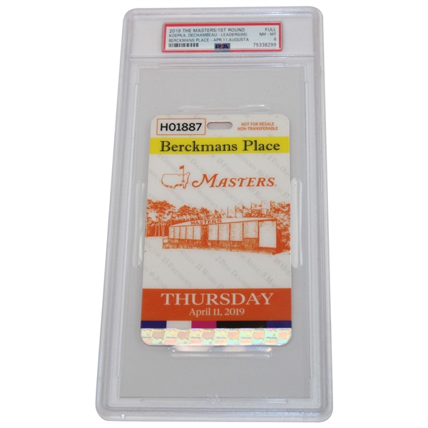 2019 Masters Full Ticket 1st Round Koepka Dechambeau Leaders PSA 8 NM