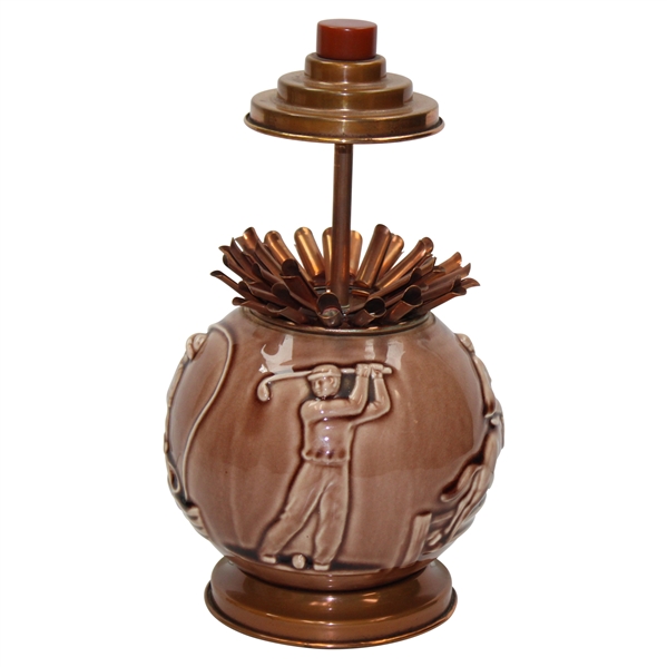 Circa 1920s Rookwood Golf & Other Sports Brown Cigarette Dispenser