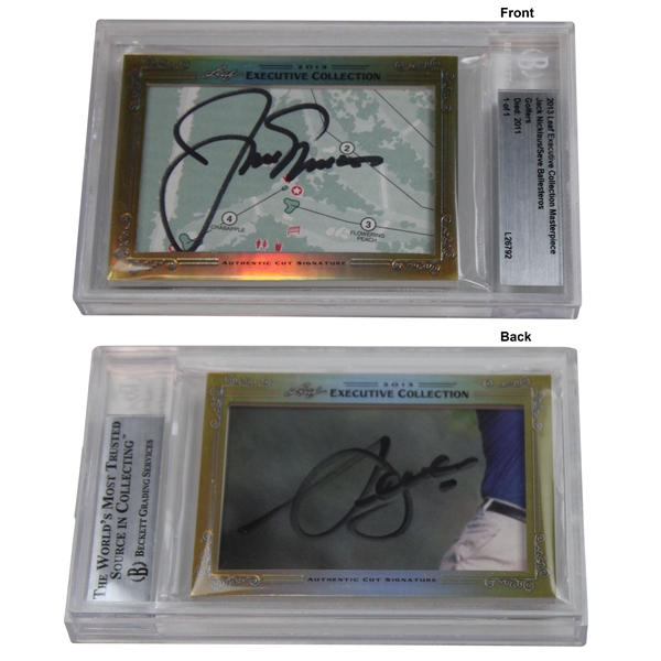 Jack Nicklaus & Seve Ballesteros Signed 2013 Leaf Executive Collection Masterpiece 1 of 1 Beckett #L26792