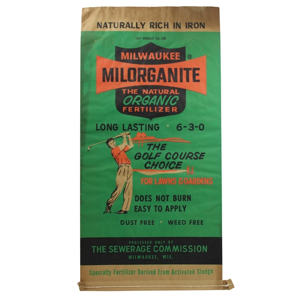 Mid-Century Milwaukee Fertilizer Unused Packaging w/Golf Theme Color Graphics - “The Golf Course Choice”