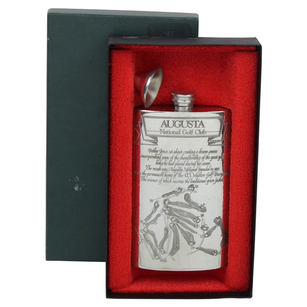 Augusta National Golf Club Sheffield Pewter Flask in Original Box