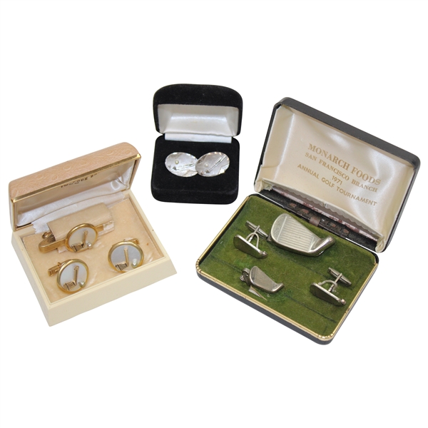 Three (3) Sets Of Golf Club Theme Cuff Links