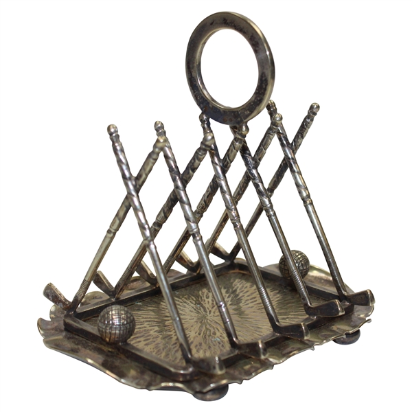 Vintage Crossed Clubs with Golf Ball Ring Silver Toast Rack