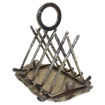 Vintage Crossed Clubs with Golf Ball Ring Silver Toast Rack