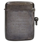 1905 Approaching & Putting Competition at West Kilbride GC 2nd Prize Sterling Silver Match Holder