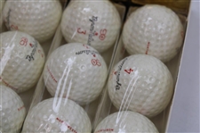 Byron Nelson Signed Cut Card w/Northwestern Byron Nelson Slipstream Golf Ball Box w/Balls JSA ALOA
