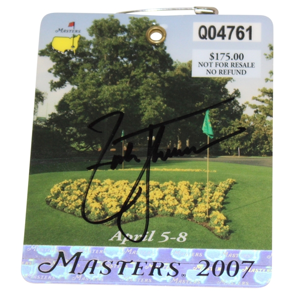 Zach Johnson Signed 2007 Masters Tournament SERIES Badge #Q04761 JSA ALOA