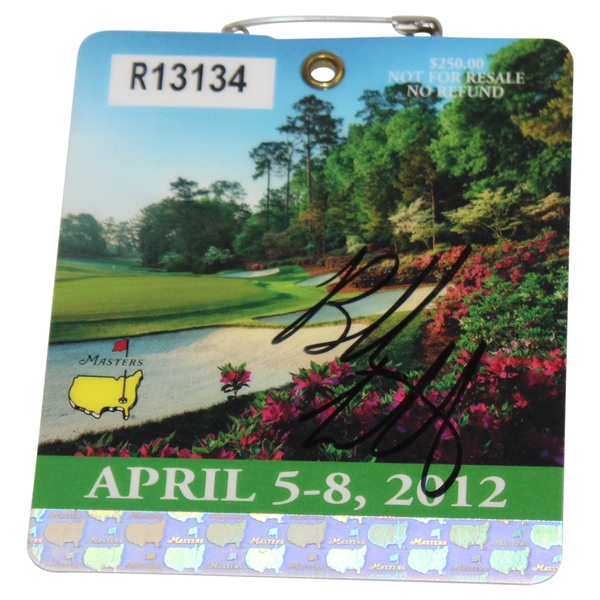 Bubba Watson Signed 2012 Masters Tournament SERIES Badge #R13134 JSA ALOA