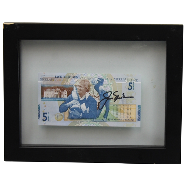 Jack Nicklaus Signed Royal Bank of Scotland 5 Pound Note JSA ALOA - Framed