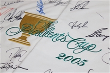 Captains Nicklaus & Player & others Multi-Signed 2005 The President's Cup Embroidered Flag JSA ALOA