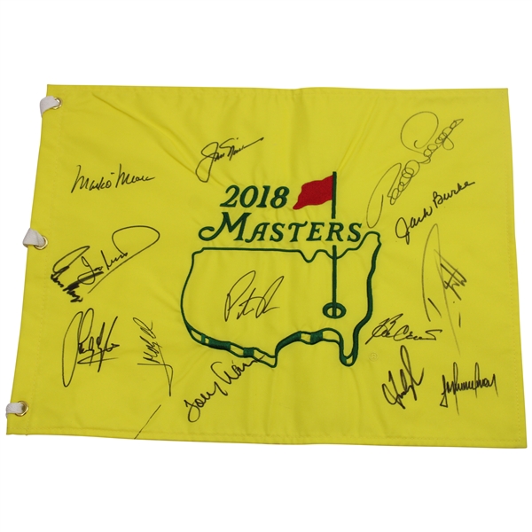 Champion Reed, Nicklaus & other Champions Signed 2018 Masters Embroidered Flag JSA ALOA